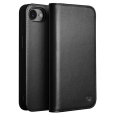 QIALINO - Qialino iPhone 16e Plånboksfodral Äkta Läder Anti-Drop - Svart
