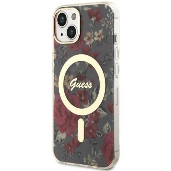 Guess - Guess iPhone 14 Plus Mobilskal MagSafe Flower - Grön/Khaki