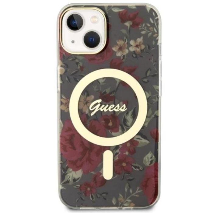 Guess - Guess iPhone 14 Plus Mobilskal MagSafe Flower - Grön/Khaki