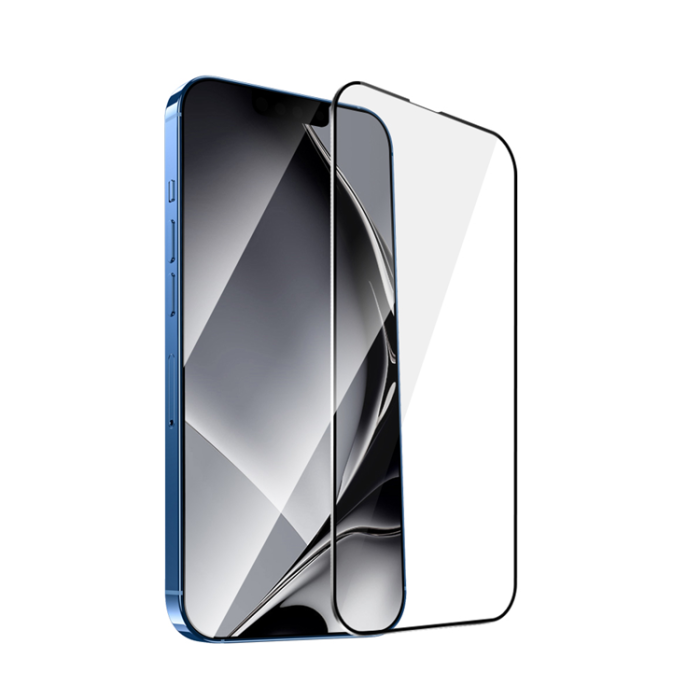 OEM - iPhone 13 Pro Max/14 Plus Härdat Glas Skärmskydd Metall Ram