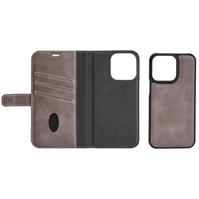 UTGATT1 - Essentials iPhone 13 Pro Plånboksfodral Äkta Läder Detachable