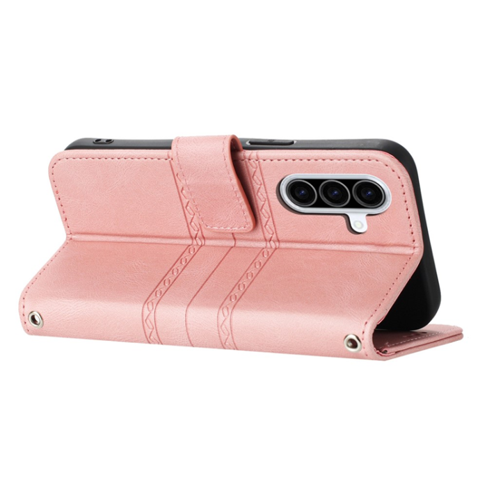 A-One Brand - Galaxy A17 / A26 Plånboksfodral Imprinted Läder - Rosa