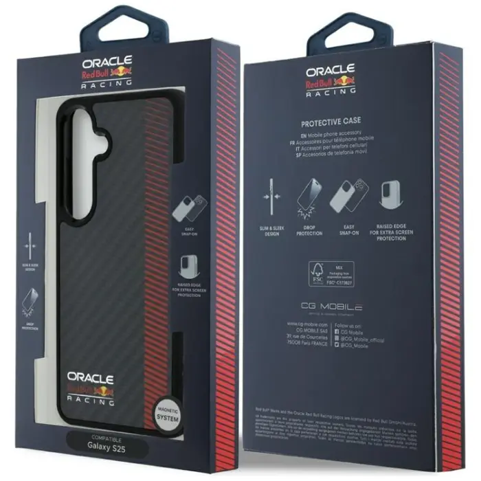 Red Bull - Red Bull Galaxy S25 Plus Mobilskal MagSafe Carbon Fiber Powerbar - Svart