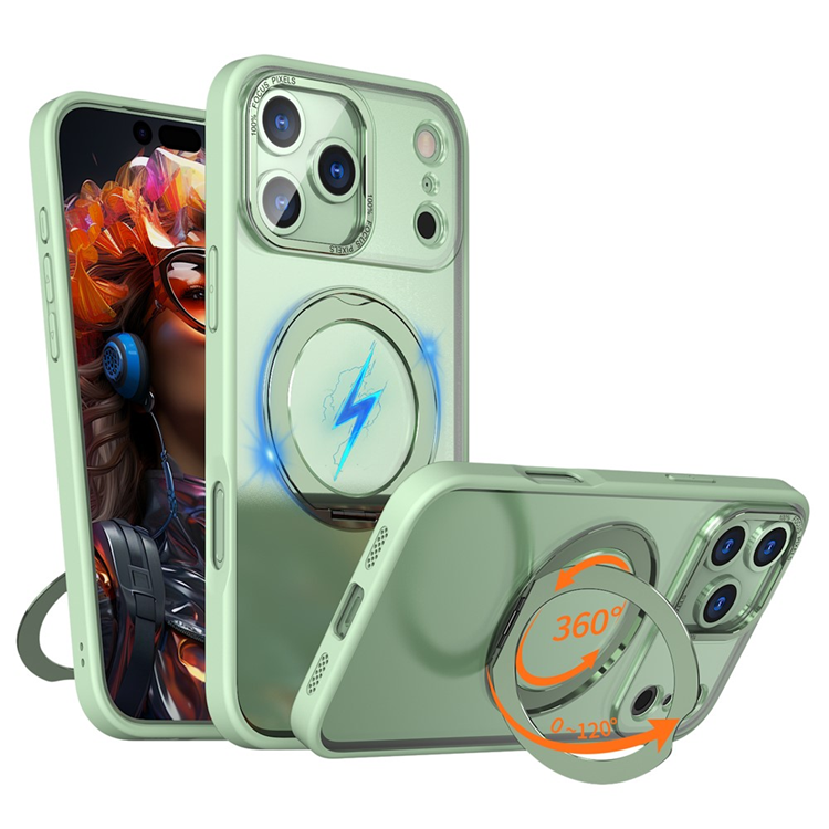 iPhone 17 Pro Mobilskal MagSafe TPU + Acrylic Kickstand - Grön | 2353 | AlltMobil