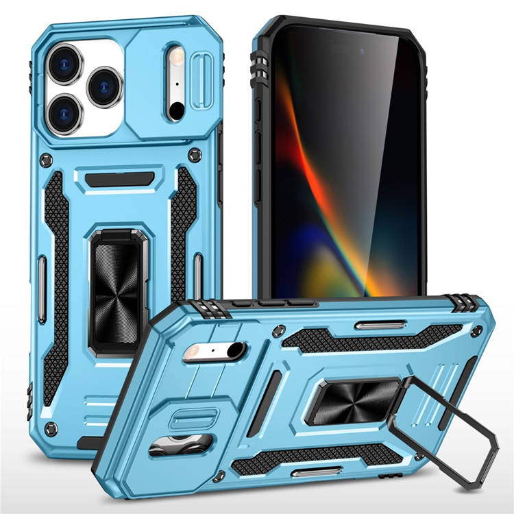 iPhone 17 Pro Max Mobilskal Kickstand Lens Lid - Babyblå | 2353 | AlltMobil