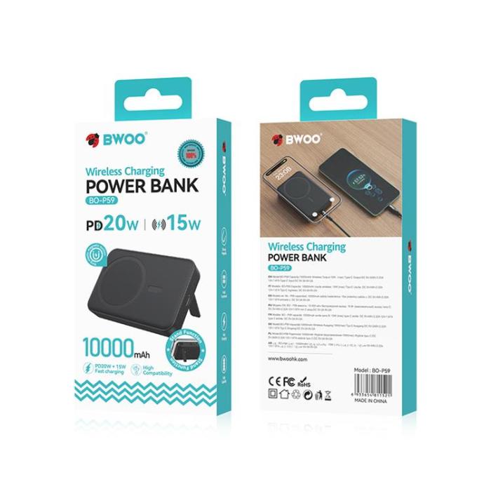 BWOO - BWOO MagSafe Powerbank 10000mAh 20W - Svart