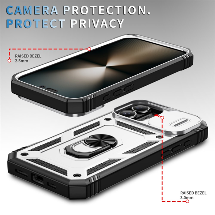 A-One Brand - iPhone 17 Mobilskal Slide Camshield Kickstand - Vit