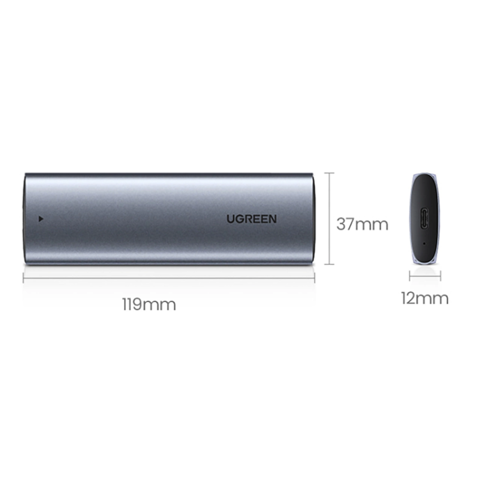 Ugreen - Ugreen Skivhus för 10 Gbps-enhet M.2 NVMe Med USB-C / USB-A Kablar - Svart