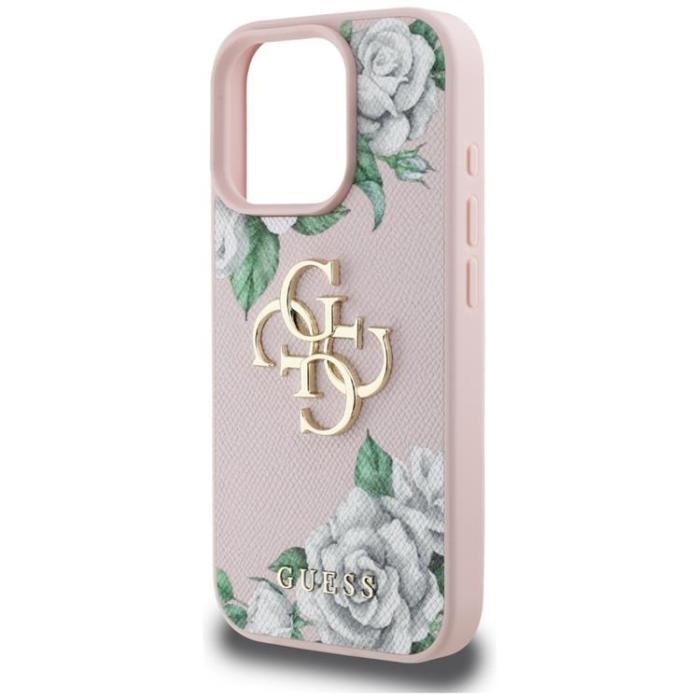 Guess - Guess iPhone 16 Pro Mobilskal Grained Roses Big 4G logo - Rosa