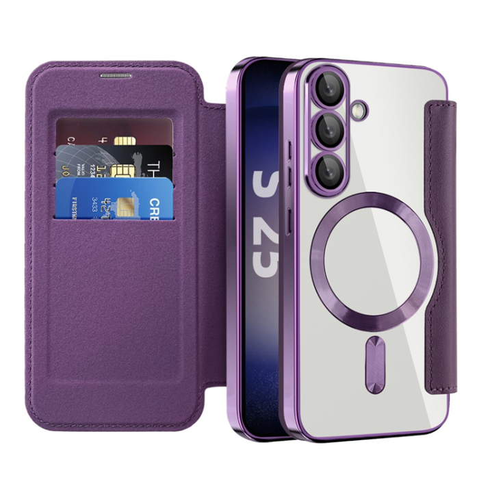 A-One Brand - Galaxy S25 Plus Plånboksfodral MagSafe RFID Blocking - Lila