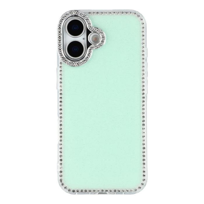 A-One Brand - iPhone 17 Mobilskal Rhinestone Edge - Glitter Ljusgrön