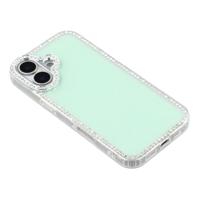 A-One Brand - iPhone 17 Mobilskal Rhinestone Edge - Glitter Ljusgrön