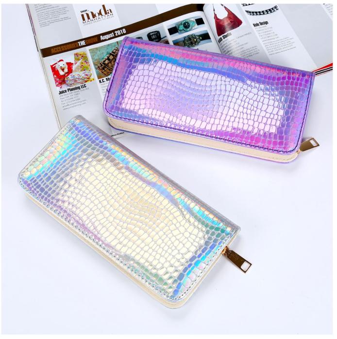 UTGATT1 - Mermaid Laser Zipper Wallet för kvinnor - Violet