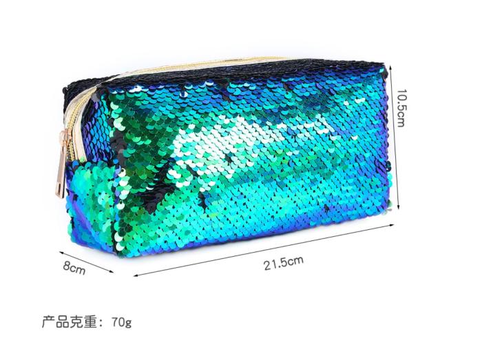 UTGATT4 - Reversible Sequins Mermaid Glitter Cosmetic Bag - Svart
