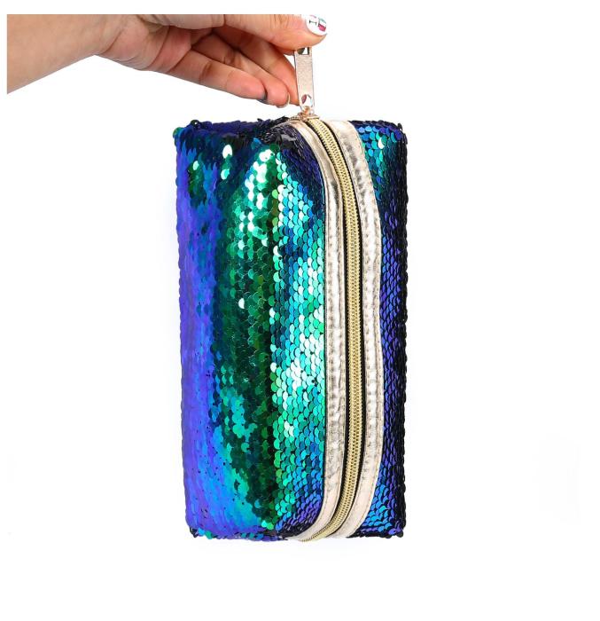 UTGATT4 - Reversible Sequins Mermaid Glitter Cosmetic Bag - Svart