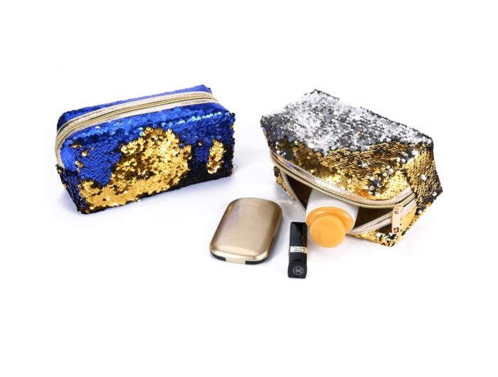 UTGATT4 - Reversible Sequins Mermaid Glitter Cosmetic Bag - Svart