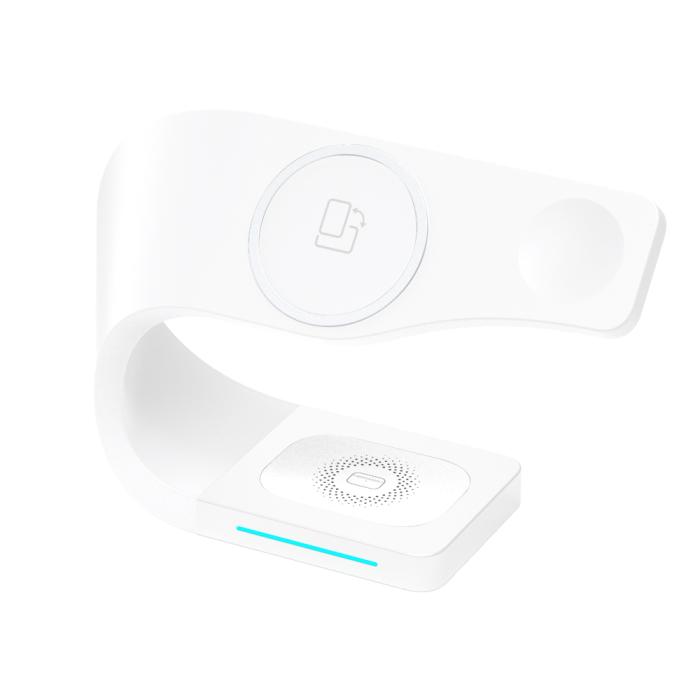 A-One Brand - 3-in-1 Trådlös Laddare Magsafe iPhone, Apple Watch, Airpods - Vit