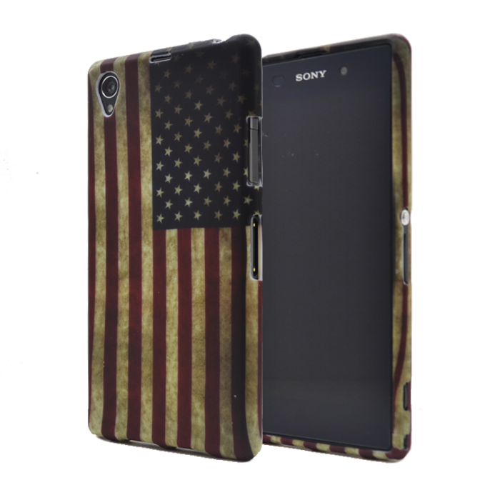 OEM - FlexiSkal till Sony Xperia Z1 (Amerikanska Flaggan)