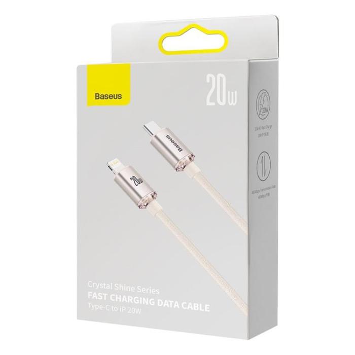 BASEUS - Baseus USB-C Till Lightning Kabel 20W 1.2m Crystal Shine Rosa