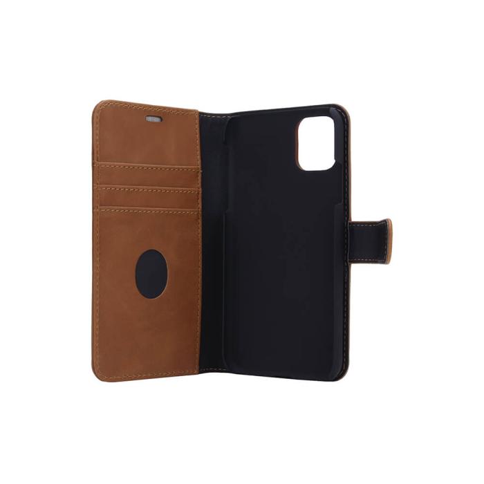 Radicover - RADICOVER iPhone 12 & 12 Pro Plånboksfodral Strålningsskydd Läder- Brun