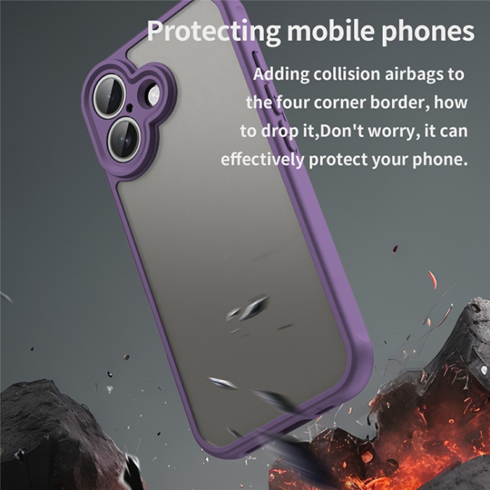A-One Brand - iPhone 17 Mobilskal Frostade krockkuddar Drop Proof - Lila