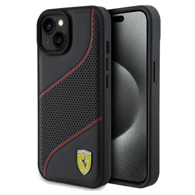 Ferrari iPhone 15/14/13 Mobilskal Perforated Waves Metal Logo | 2353 | AlltMobil