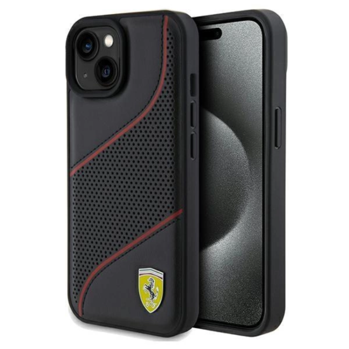KARL LAGERFELD - Ferrari iPhone 15/14/13 Mobilskal Perforated Waves Metal Logo
