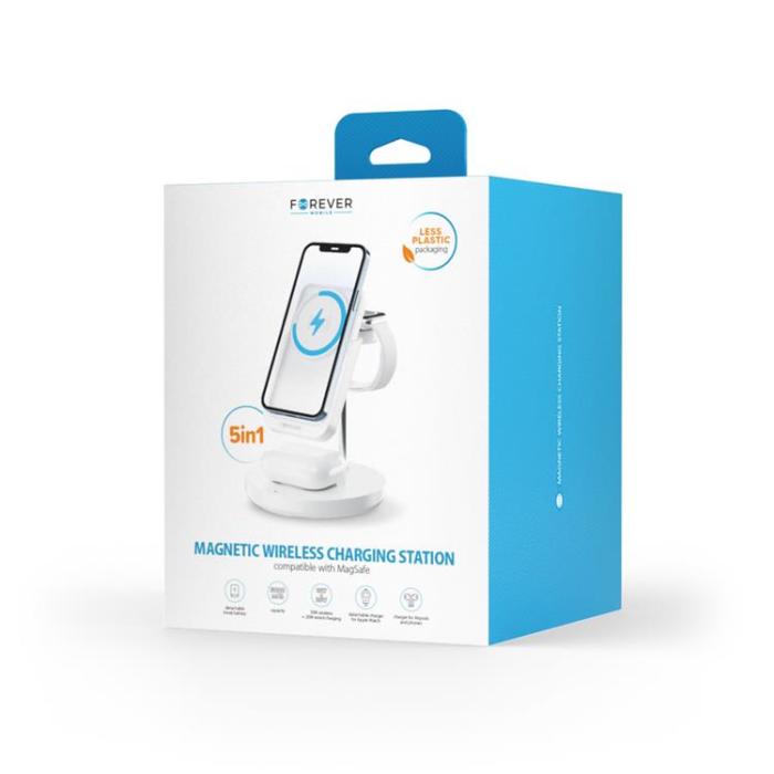 Forever - Forever 5-in-1 Trådlös Laddare Magsafe iPhone, Apple Watch, AirPods