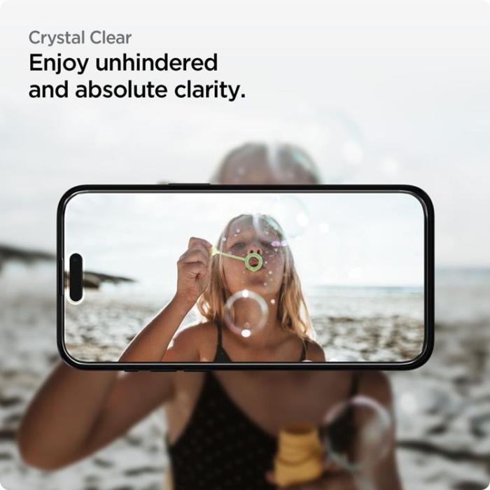Spigen - [2-Pack] Spigen iPhone 15 Härdat Glas Skärmskydd - Svart