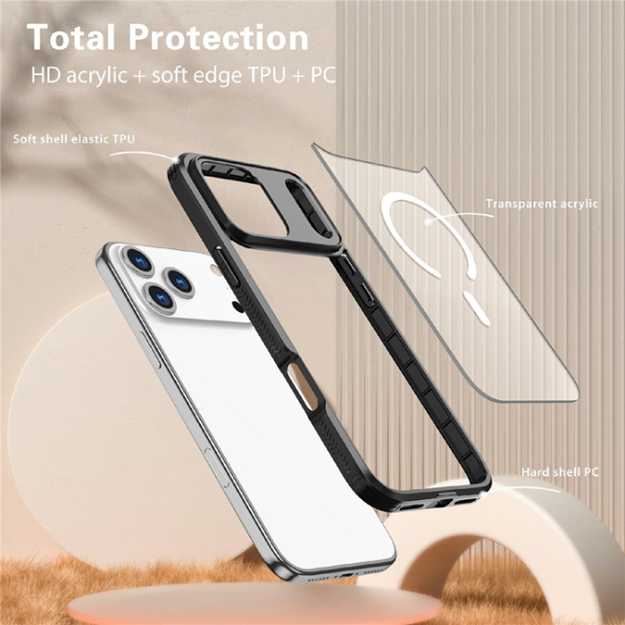 A-One Brand - iPhone 17 Pro Mobilskal MagSafe TPU + PC Clear - Svart