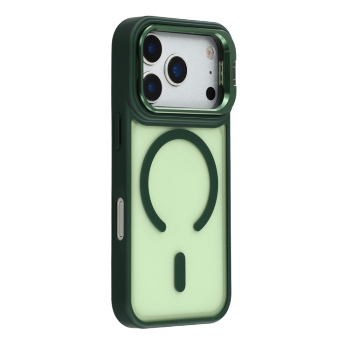 A-One Brand - iPhone 17 Pro Mobilskal MagSafe Lins Kickstand - Mörkgrön