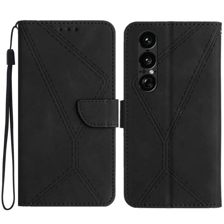 Sony Xperia 1 VII Plånboksfodral Skin Touch Lines Imprinted | 2353 | AlltMobil