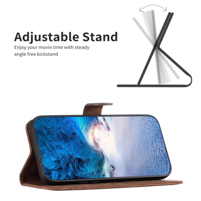 Taltech - iPhone 15 Plus Plånboksfodral Tryck - Brun