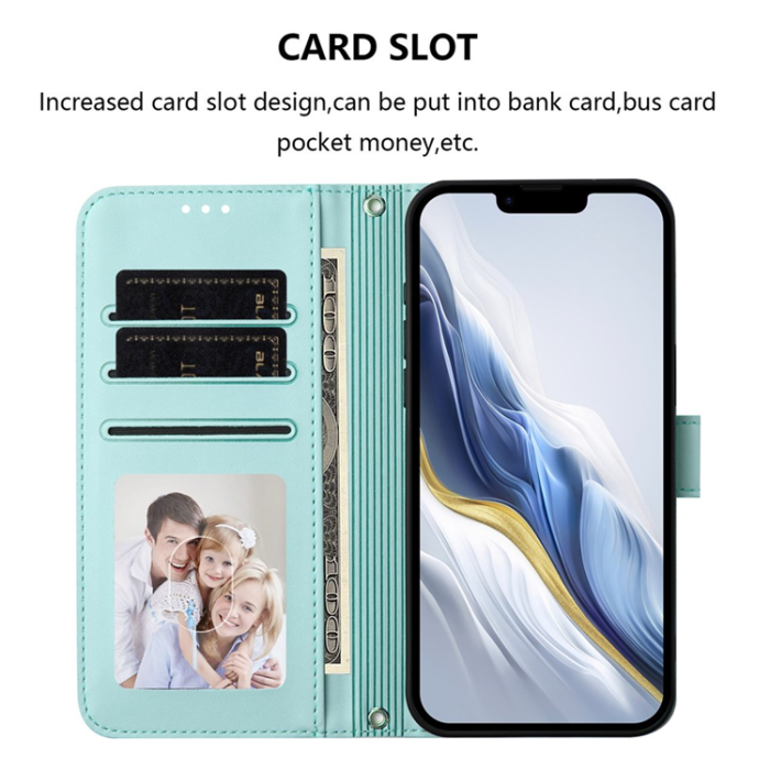 A-One Brand - iPhone 16e Plånboksfodral Läder med Handledsrem - Mintgrön