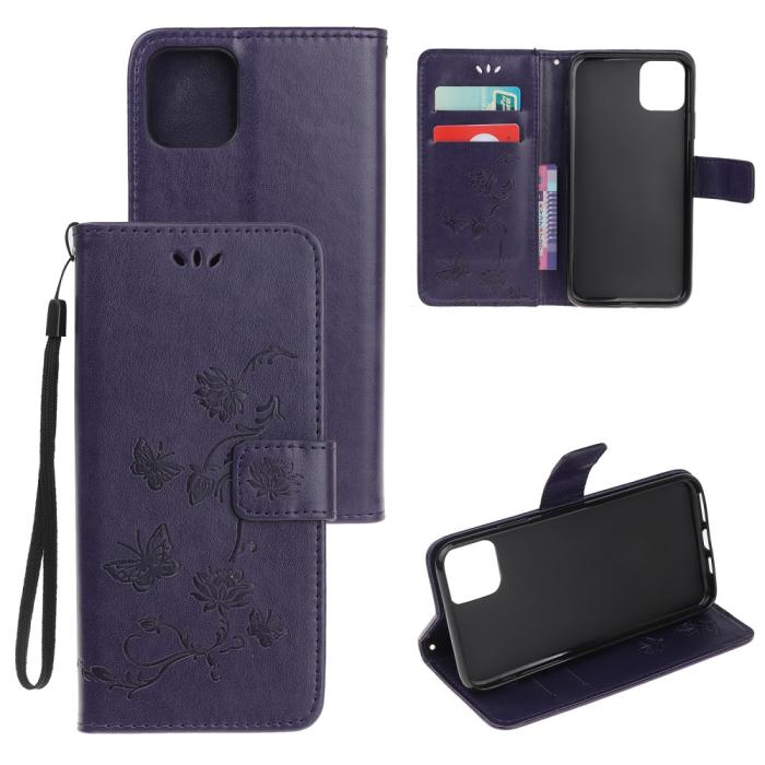 A-One Brand - Butterfly Plånboksfodral Samsung Galaxy A22 5G - Mörk Lila