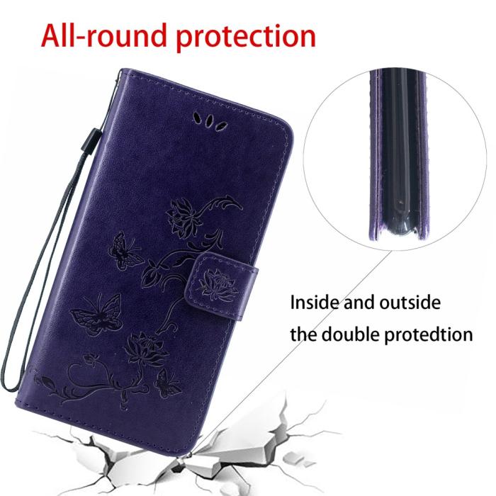 A-One Brand - Butterfly Plånboksfodral Samsung Galaxy A22 5G - Mörk Lila