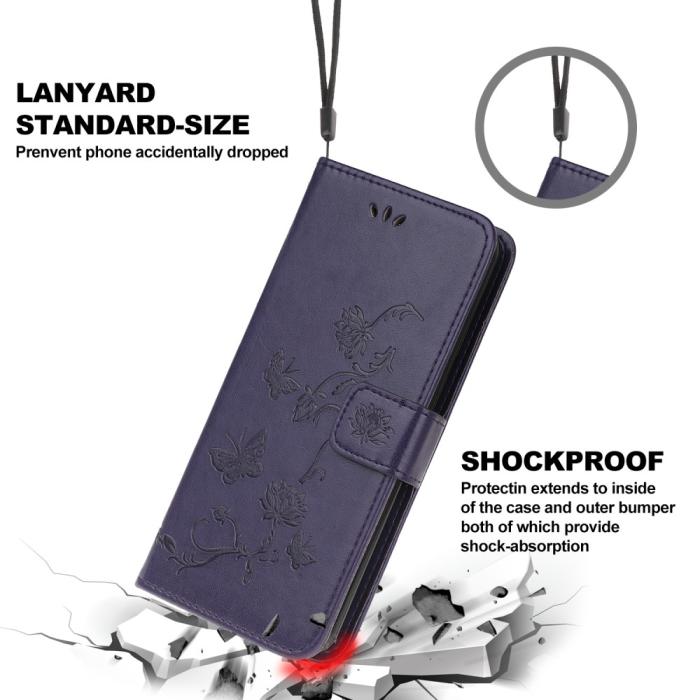 A-One Brand - Butterfly Plånboksfodral Samsung Galaxy A22 5G - Mörk Lila