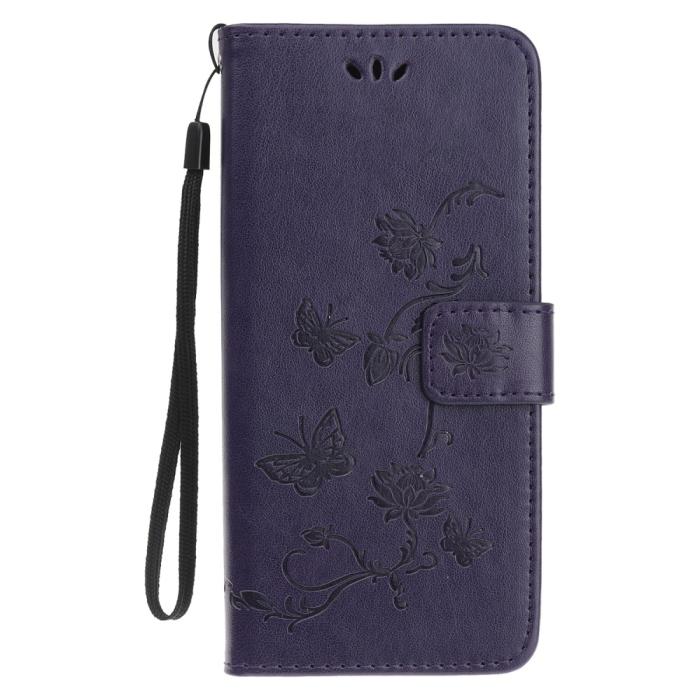 A-One Brand - Butterfly Plånboksfodral Samsung Galaxy A22 5G - Mörk Lila
