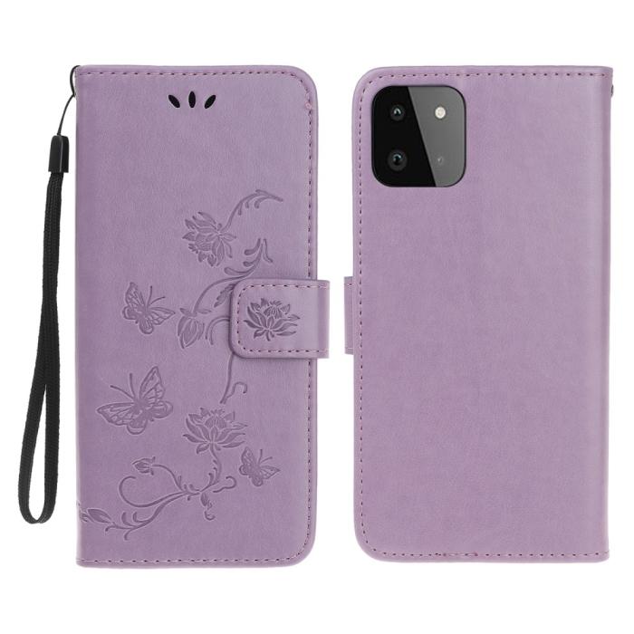 A-One Brand - Butterfly Plånboksfodral Samsung Galaxy A22 5G - Lila