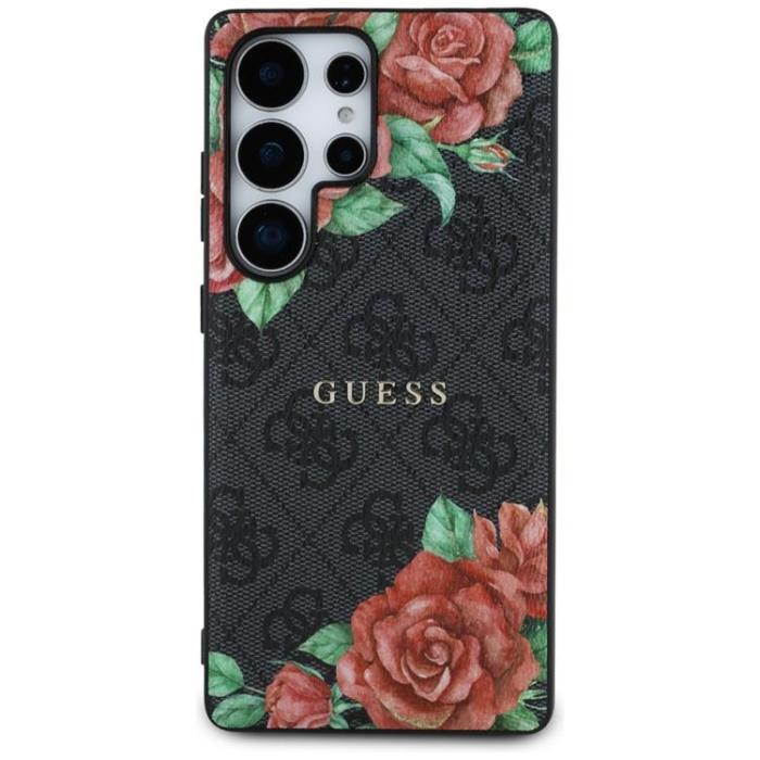 Guess - Guess Galaxy S25 Ultra Mobilskal MagSafe Flowers Print Metal Logo - Svart