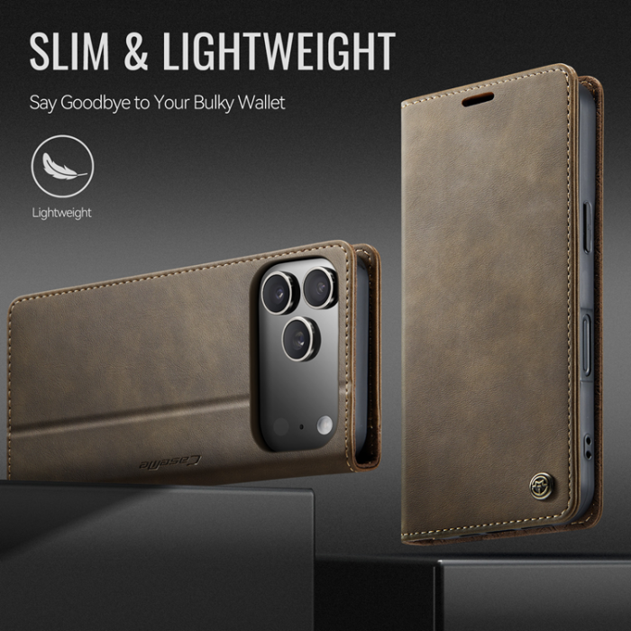 Caseme - Caseme iPhone 17 Pro Plånboksfodral RFID Blocking 033 - Kaffe