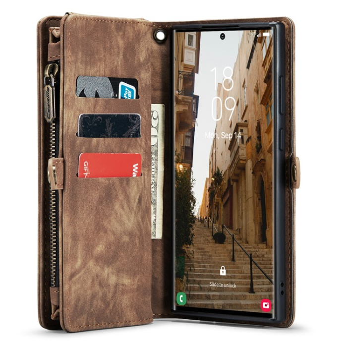 Caseme - Caseme Galaxy S23 Ultra Plånboksfodral Detachable - Brun