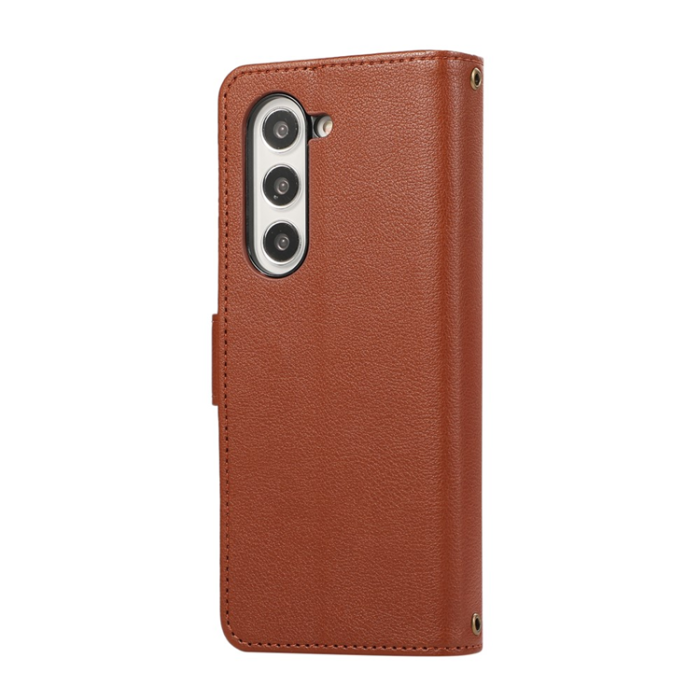 A-One Brand - Galaxy Z Fold7 Plånboksfodral Multi Zipper Läder - Brun