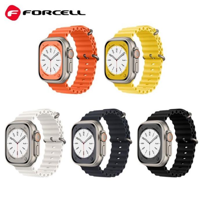 Forcell - Forcell Apple Watch (42/44/45/49mm) Armband F-Design - Orange