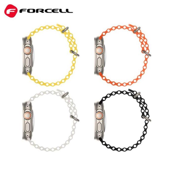 Forcell - Forcell Apple Watch (42/44/45/49mm) Armband F-Design - Orange