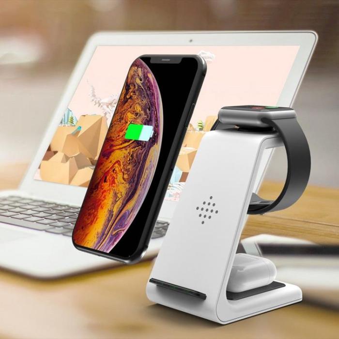 Tech-Protect - Tech-Protect 3-in-1 Trådlös Laddare iPhone, Apple Watch, Airpods - Vit