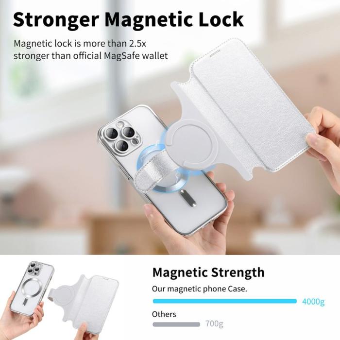 CASENEO - CASENEO Mobilskal till iPhone 16 Pro TPU Inre - Äkta läder - Silver