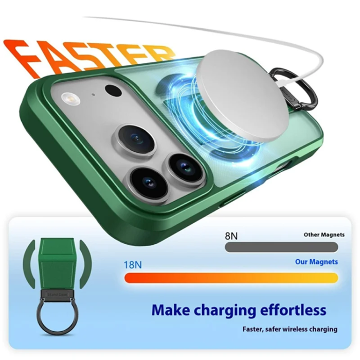 A-One Brand - iPhone 17 Pro Max Mobilskal Magsafe D-Ring Kickstand - Grön