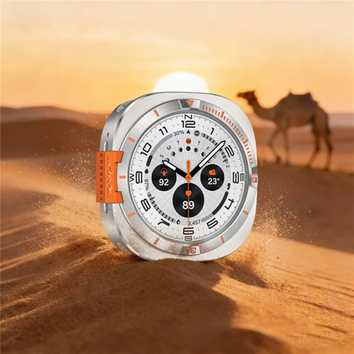 A-One Brand - Metallskal För Galaxy Watch Ultra 47mm (2025) - Titanium/Orange