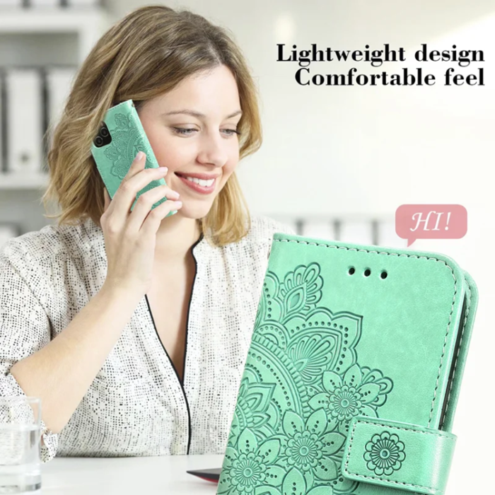 A-One Brand - iPhone 17 Pro Max Plånboksfodral Floral Pattern - Grön
